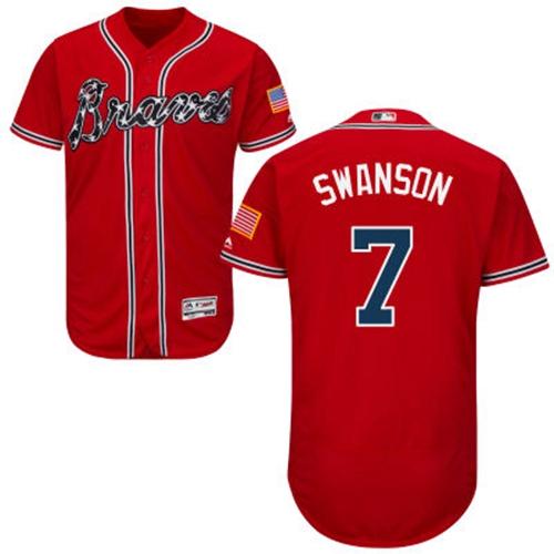 Braves #7 Dansby Swanson Red Flexbase Authentic Collection Stitched MLB Jersey